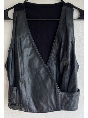 Vintage Wilsons Leather Black Halter Top Vest Biker Rocker Womens Sz L